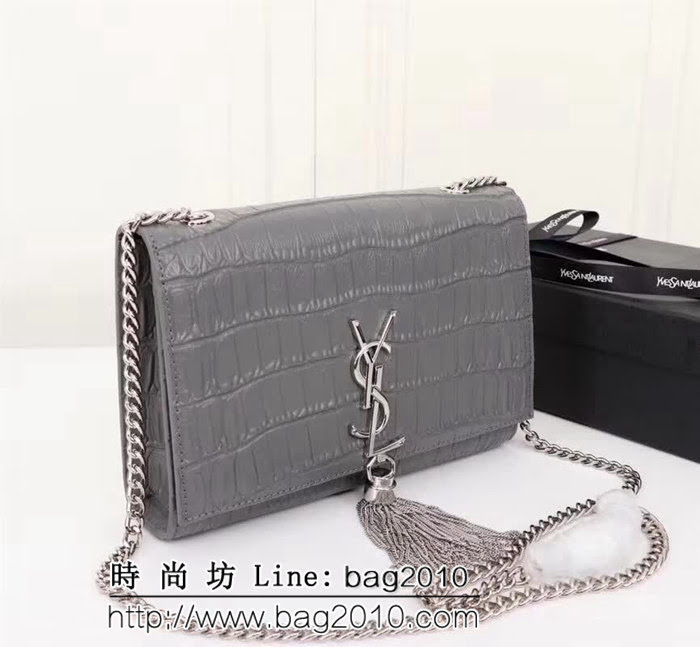 YSL聖羅蘭 專櫃原版鱷魚牛皮 鏈條流蘇單肩小包 F311224 YAS1161